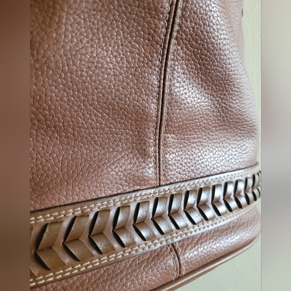 Vtg true brown pebbled leather well stitched western adjustable crossbody bag - Picture 2 of 13